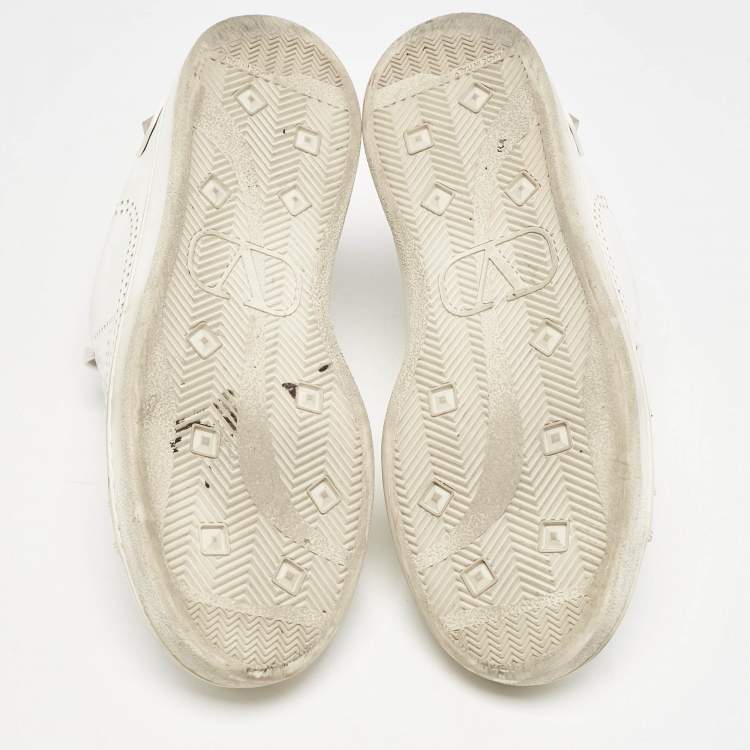 Pre Owned Valentino White Leather Bianco Backnet Low Top Sneakers Size 39.5