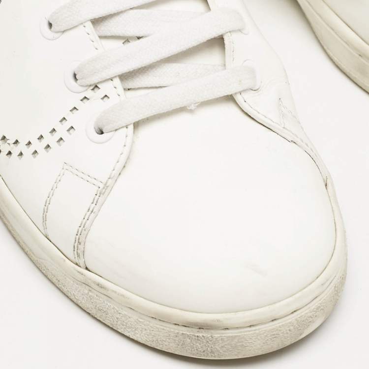 Pre Owned Valentino White Leather Bianco Backnet Low Top Sneakers Size 39.5