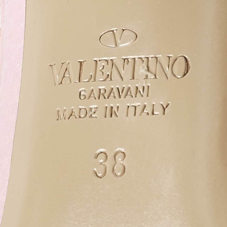 Pre Owned Valentino  Pink Leather Rockstud Caged Pumps Size 38