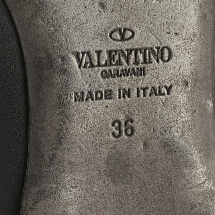Pre Owned Valentino Black Leather Rockstud Ballet Flats Size 36