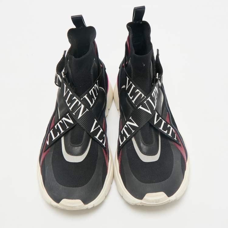 Pre Owned Valentino Multicolor Fabric and Leather VLTN Heroes High Top Sneakers Size 39
