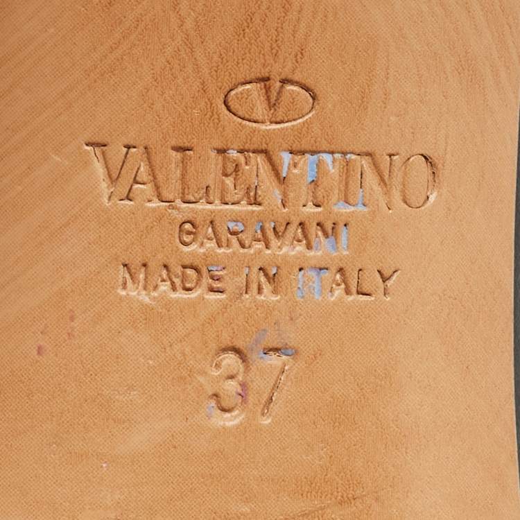 Pre Owned Valentino Black Leather VLogo Slingback Pumps Size 37
