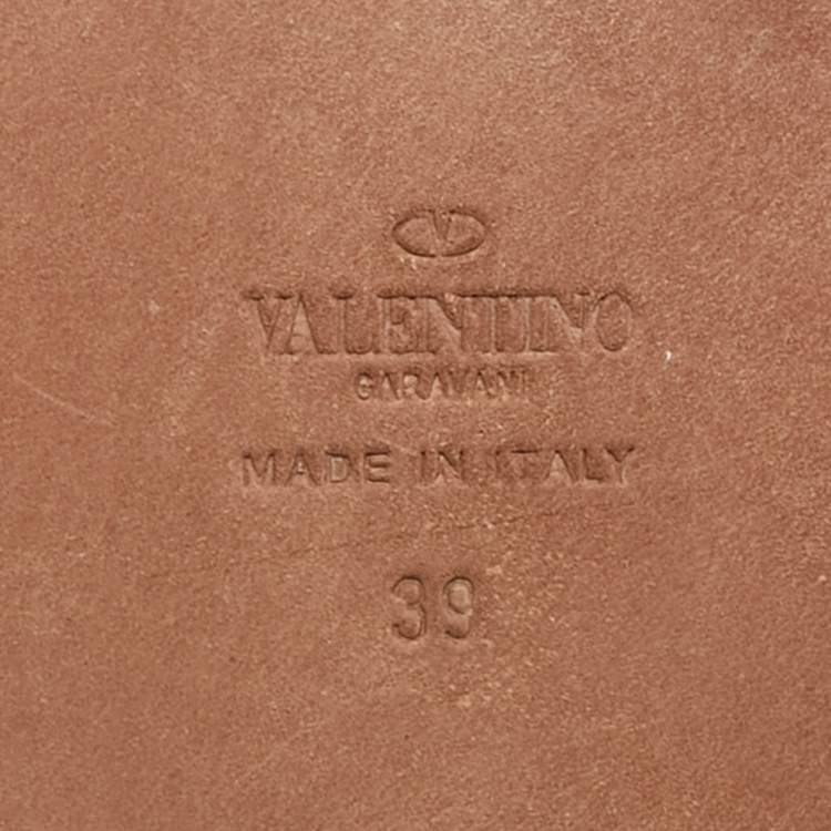 Pre Owned Valentino Dusty Pink Mink Fur Rockstud Flat Slide Sandals Size 39