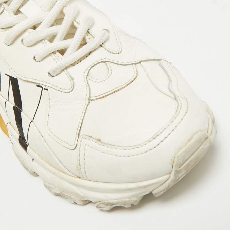 Pre Owned Valentino White Leather VLTN Bounce Sneakers Size 36