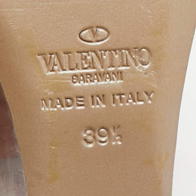 Pre Owned Valentino Brown Leather Bow Wedge Sandals Size 39