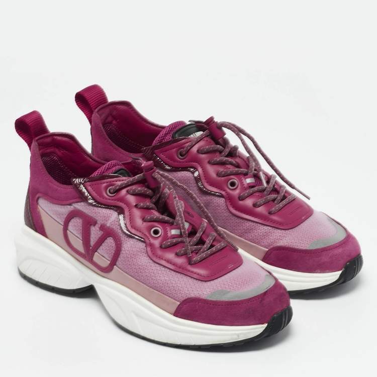 Pre Owned Valentino Multicolor Leather and Mesh Shegoes Sneakers Size 38