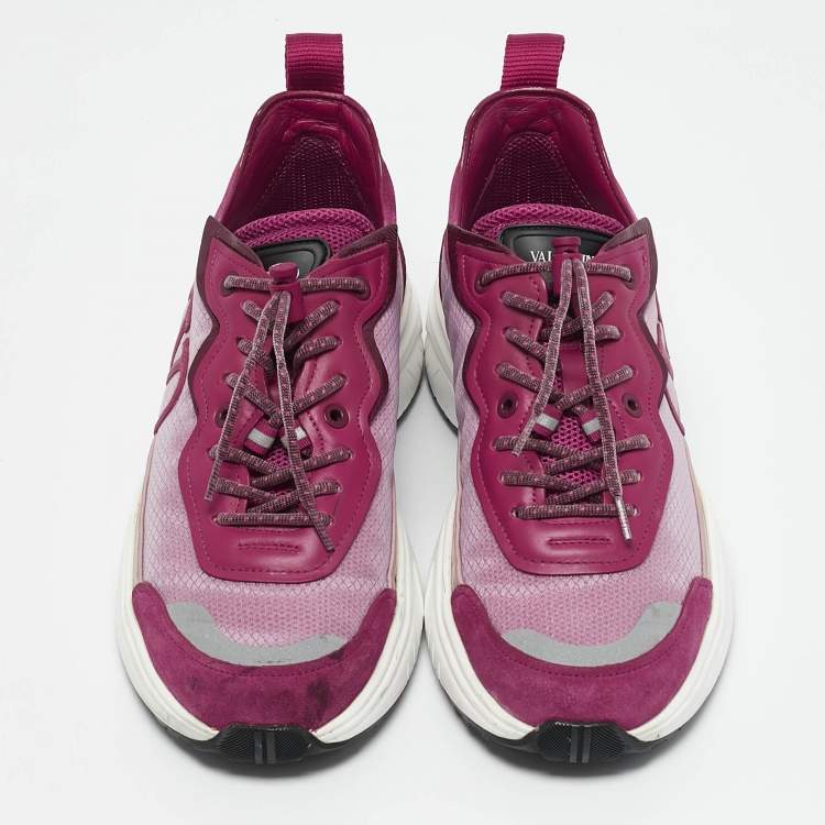 Pre Owned Valentino Multicolor Leather and Mesh Shegoes Sneakers Size 38
