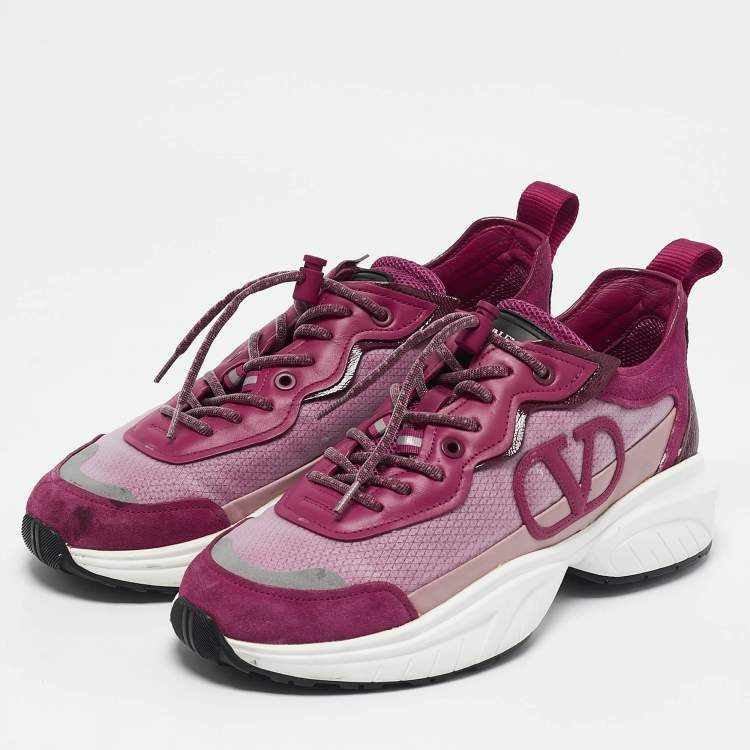 Pre Owned Valentino Multicolor Leather and Mesh Shegoes Sneakers Size 38
