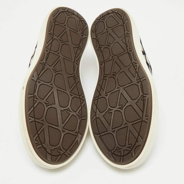 مملوكة مسبقًا Valentino Brown/Beige Canvas Toile Iconographe Totaloop Low-Top Sneakers Size 37