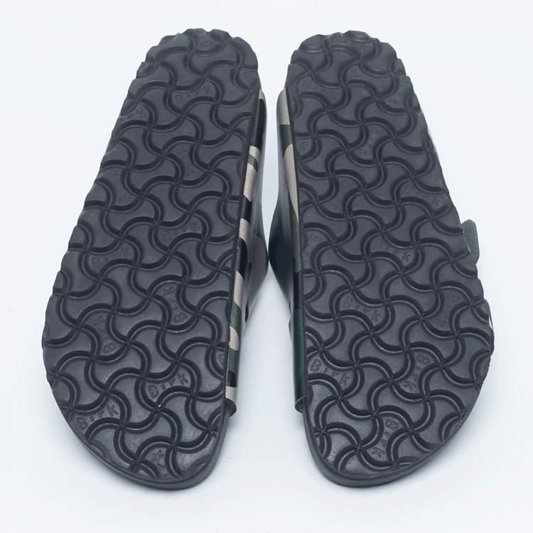 Pre Owned Valentino x Birkenstock Multicolor Camouflage Leather Arizona Slide Sandals Size 37