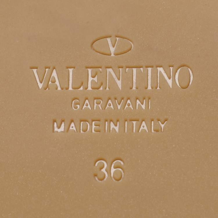 Pre Owned Valentino Black Leather VLogo Espadrille Flats Size 36