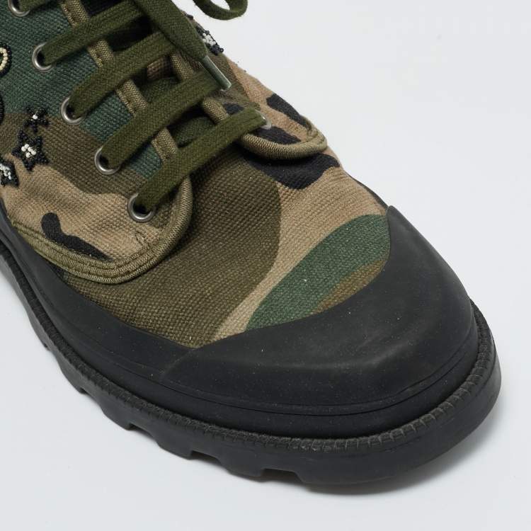 Pre Owned Valentino Multicolor Camouflage Canvas High Top Sneakers Size 41