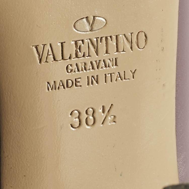 Pre Owned Valentino Pale Purple Leather Rockstud Ankle Strap Pumps Size 38.5