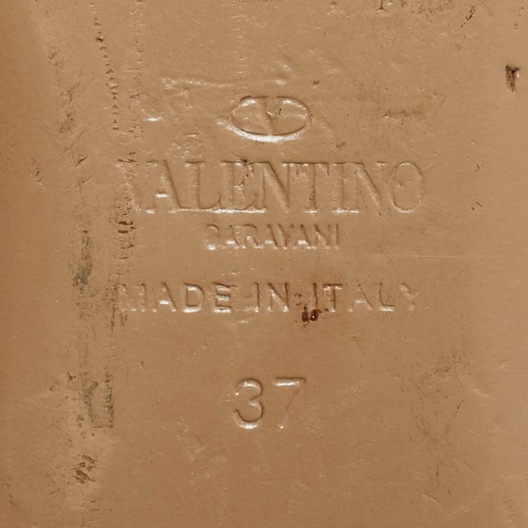 Pre Owned Valentino Pink Leather Rockstud Ballet Flats Size 37