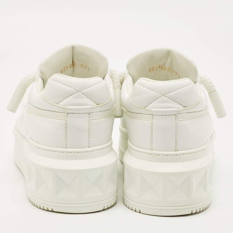 Pre Owned Valentino White Leather One Stud Sneakers Size 37.5