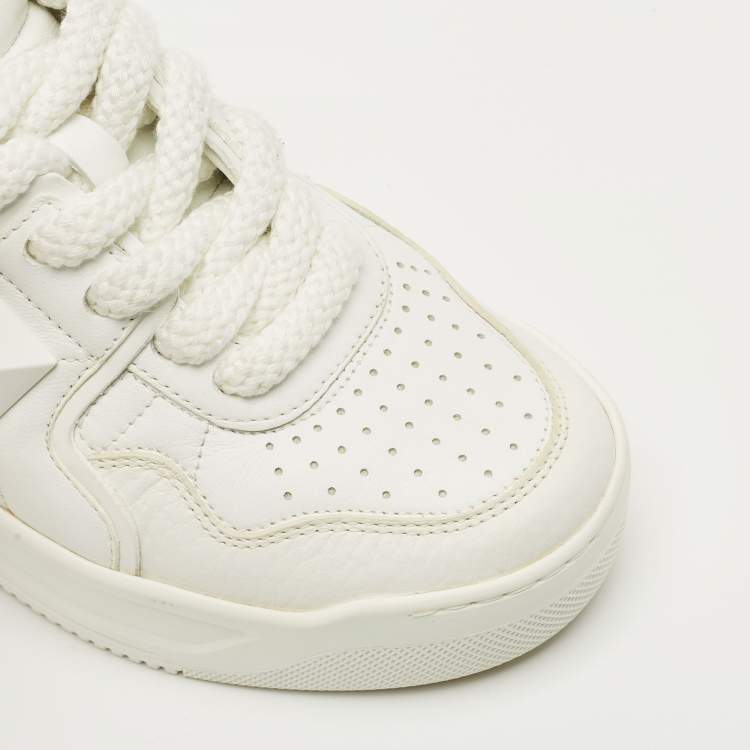 Pre Owned Valentino White Leather One Stud Sneakers Size 37.5