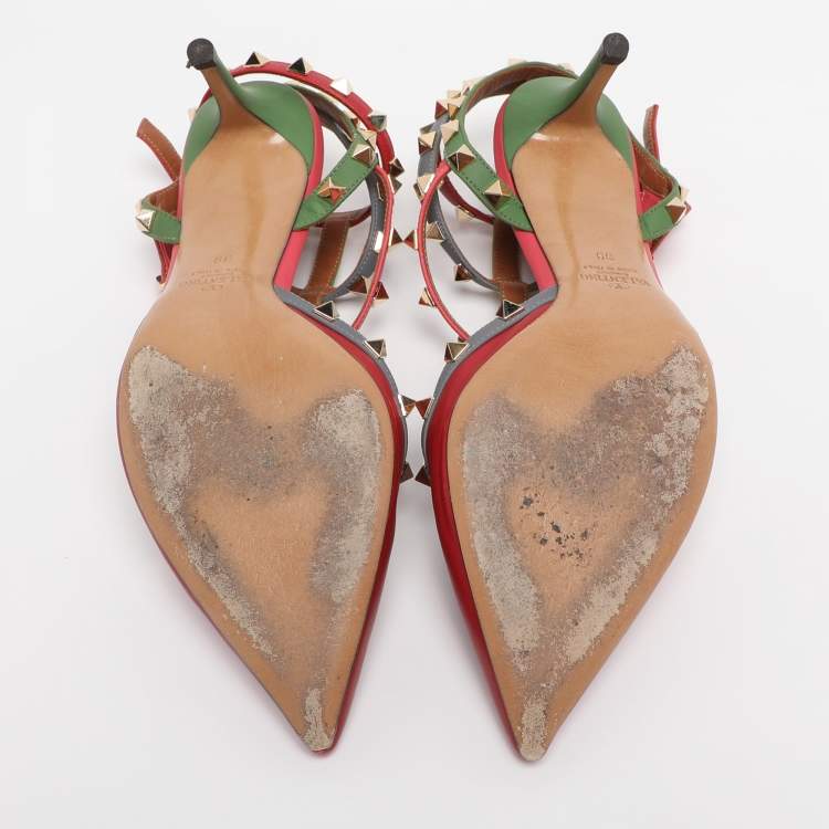 Pre Owned Valentino Multicolor Leather Rockstud Pumps Size 39