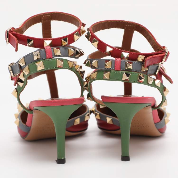Pre Owned Valentino Multicolor Leather Rockstud Pumps Size 39
