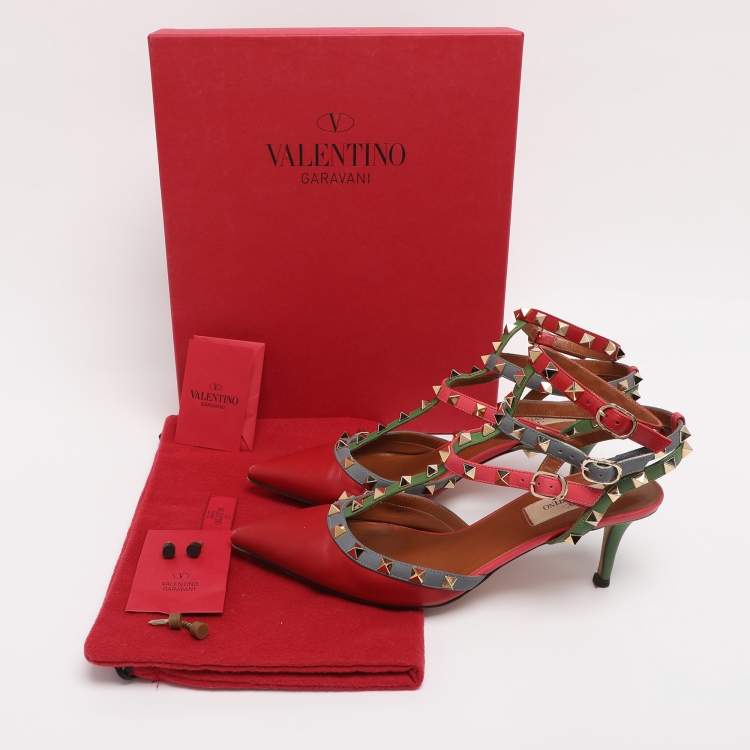 Pre Owned Valentino Multicolor Leather Rockstud Pumps Size 39