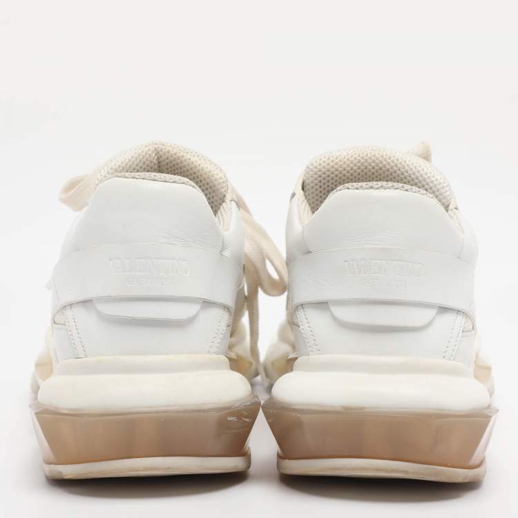 Pre Owned Valentino White Leather and Fabric Climbers Sneakers Size 38