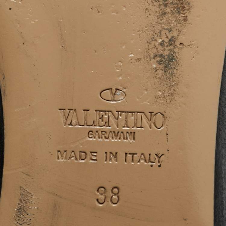 Pre Owned Valentino Black Leather One Stud Ballet Flats Size 38