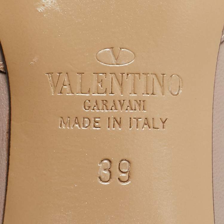 Pre Owned Valentino Burgundy/Pink Patent and Leather Rockstud Caged Pumps Size 39
