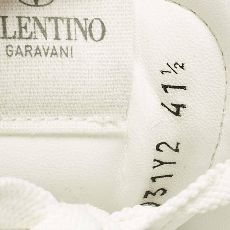 Pre Owned Valentino White Faux Leather Rockstud Open for a Change Sneakers Size 41.5
