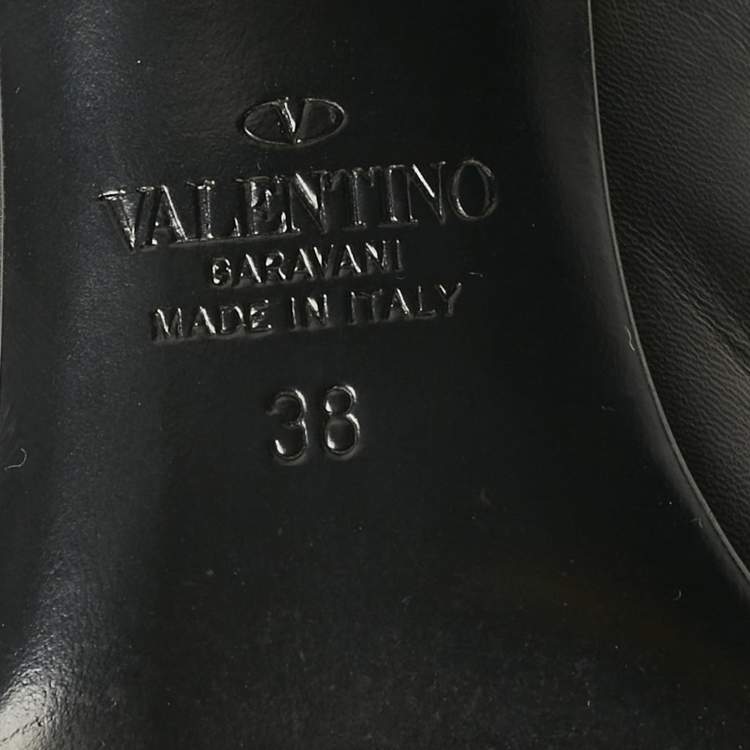 Pre Owned Valentino Black Leather Rockstud Slingback Pumps Size 38