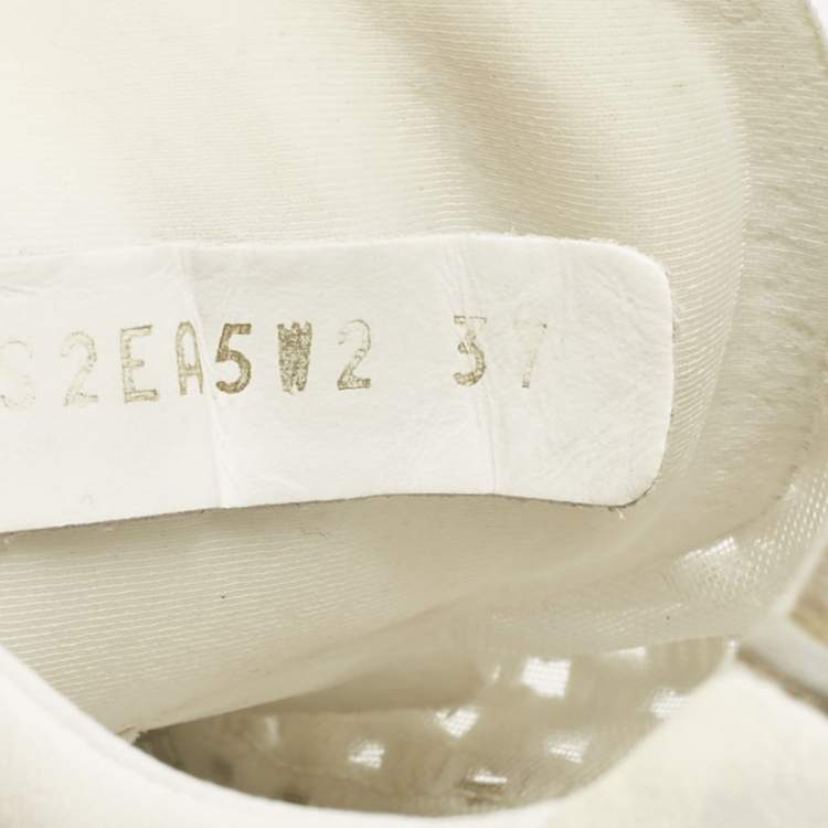 Pre Owned Valentino White/Grey Knit Fabric and Leather Ready Go Low Top Sneakers Size 37