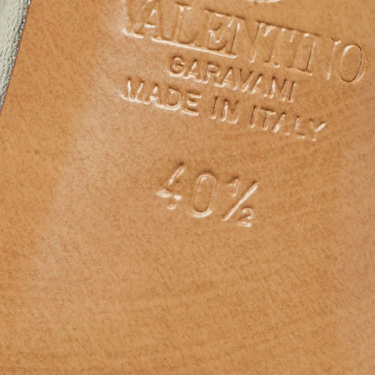 Pre Owned Valentino Metallic Leather VLogo Signature Slide Sandals Size 40.5
