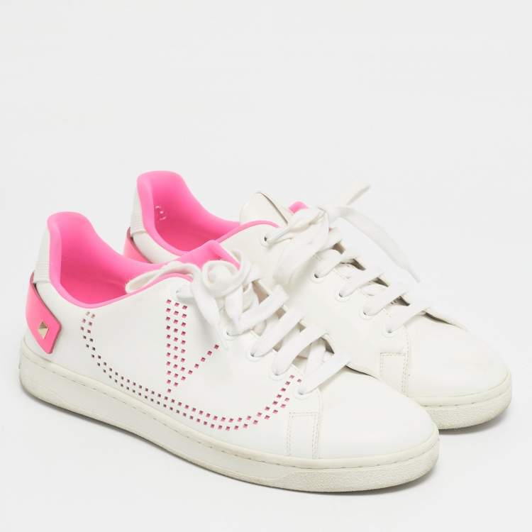 Pre Owned Valentino White Leather VLogo Low Top Sneakers Size 38