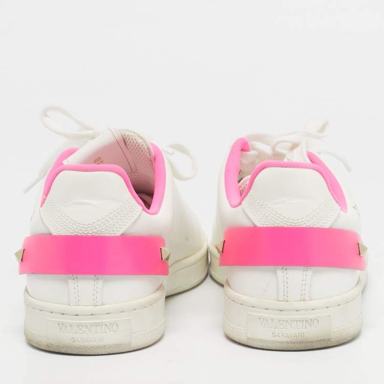 Pre Owned Valentino White Leather VLogo Low Top Sneakers Size 38
