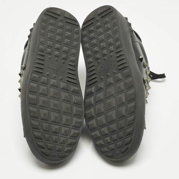 Pre Owned Valentino Black Leather Rockstud Untitled Low Top Sneakers Size 39