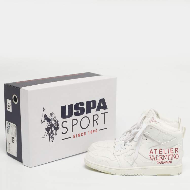 Pre Owned Valentino White Leather Atelier High Top Sneakers Size 40