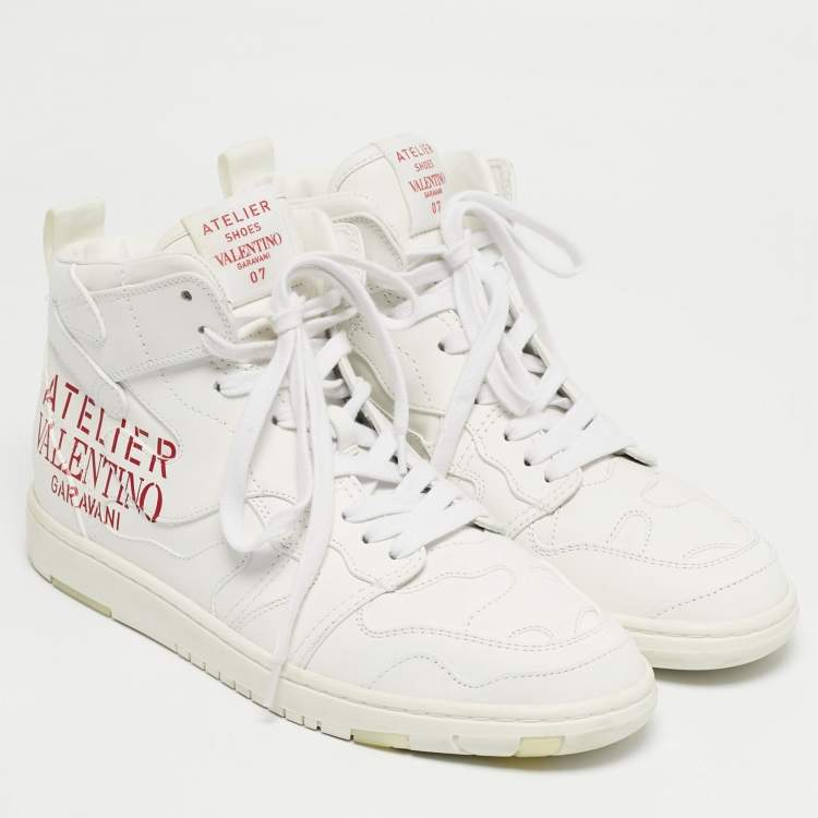 Pre Owned Valentino White Leather Atelier High Top Sneakers Size 40