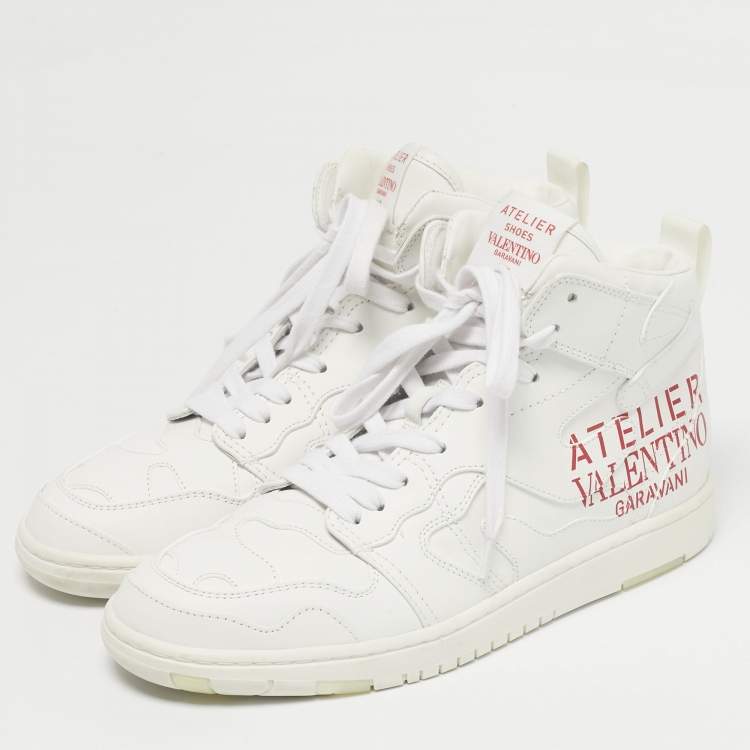 Pre Owned Valentino White Leather Atelier High Top Sneakers Size 40