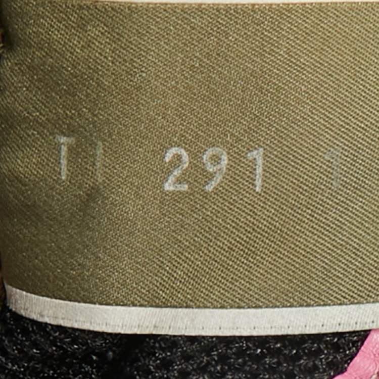 Pre Owned Valentino Multicolor Lace and Leather Lace Rockrunner Low Top Sneakers Size 40