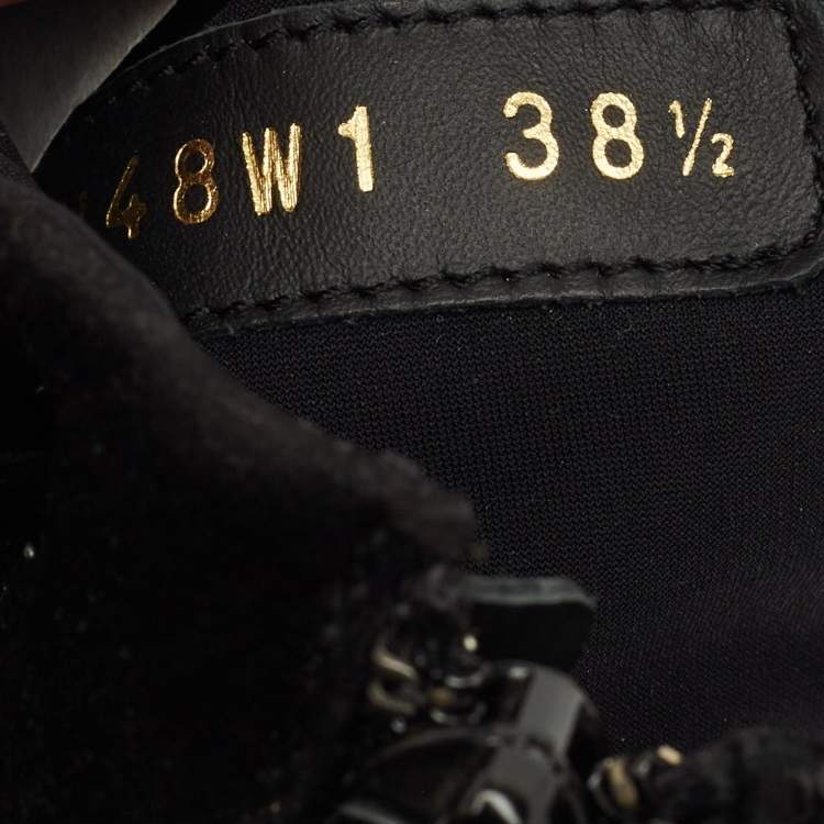 Pre Owned Valentino Black Suede Crystal Embellished High Top Sneakers Size 38.5