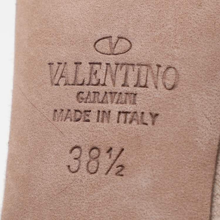 Pre Owned Valentino Beige Suede T-Strap Sandals Size 38.5