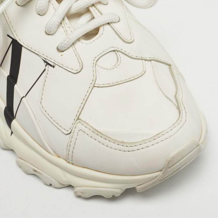 Pre Owned Valentino White Leather VLTN Bounce Sneakers Size 36