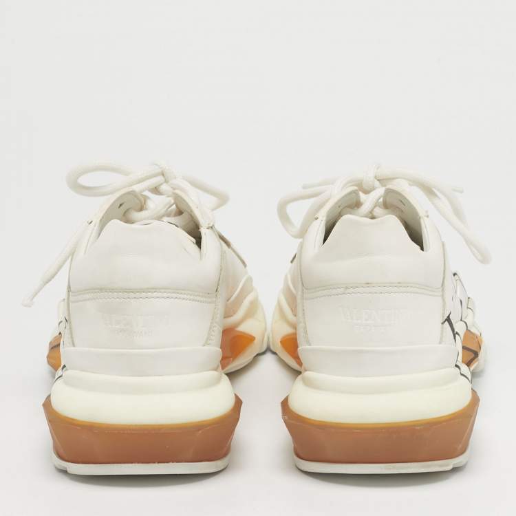 Pre Owned Valentino White Leather VLTN Bounce Sneakers Size 36