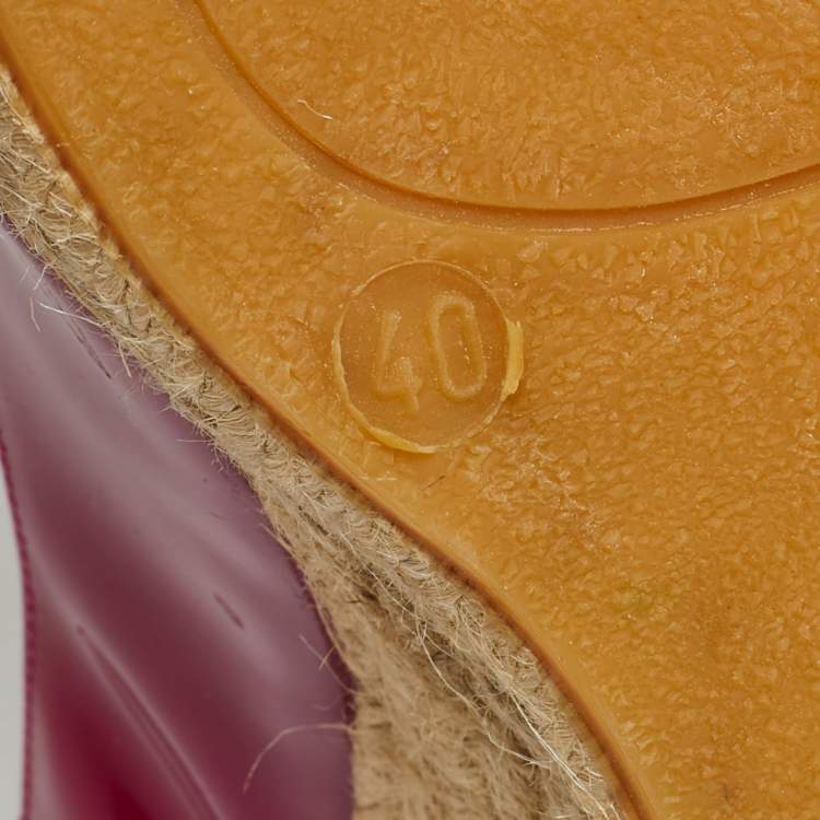 Pre Owned Valentino Purple Patent Leather Bow Espadrille Wedge Slingback Sandals Size 40