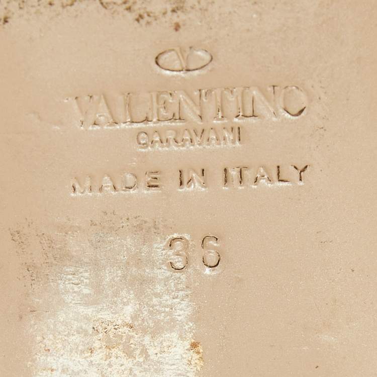 Pre Owned Valentino Pink Leather Rockstud Caged Ballet Flats Size 36