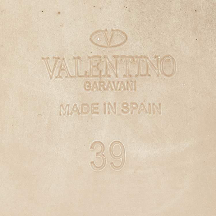 Pre Owned Valentino Beige/Gold Lace and Leather Espadrille Flats Size Size 39