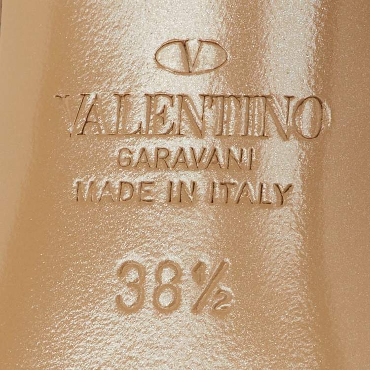 Pre Owned Valentino Dusty Pink Leather Roman Stud Slide Sandals Size 38.5