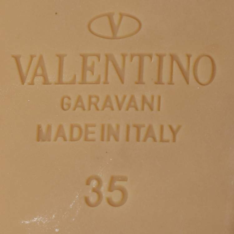 Pre Owned Valentino Black Leather Rockstud Wedge Espadrille Ankle Wrap Pumps Size 35