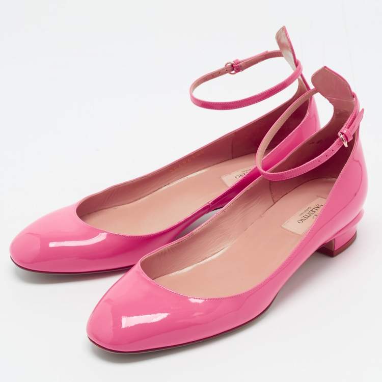 Pre Owned Valentino Pink Patent Leather Tan-Go Pumps Size 40