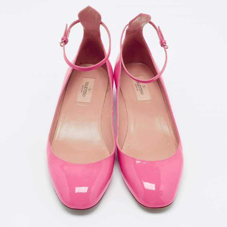 Pre Owned Valentino Pink Patent Leather Tan-Go Pumps Size 40