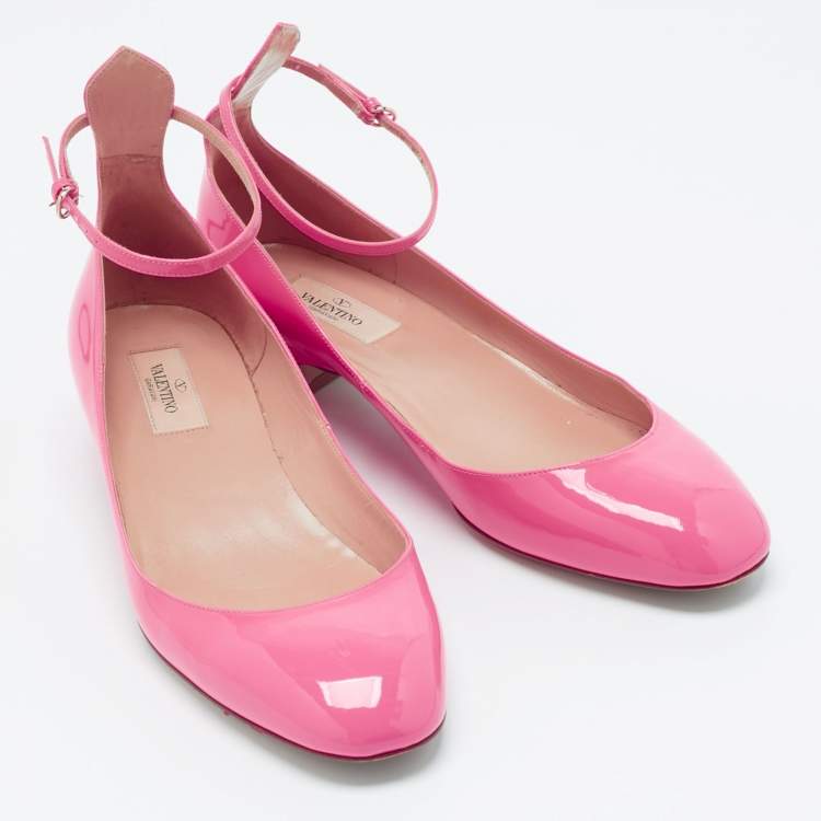 Pre Owned Valentino Pink Patent Leather Tan-Go Pumps Size 40