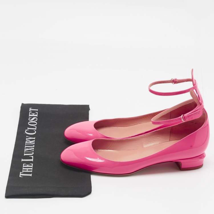 Pre Owned Valentino Pink Patent Leather Tan-Go Pumps Size 40